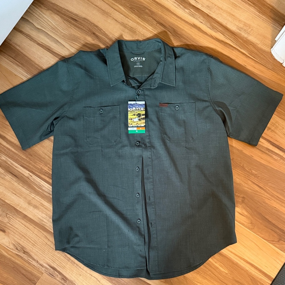 Orvis Men's Olive Green Short Sleeve Tech Shirt XL NEWT